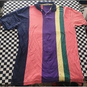 Brights Great Outdoors Polo Shirt Mens XXL Colorblock Stripe Cotton